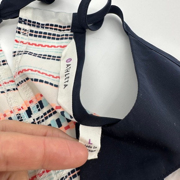 Athleta tank top size large striped racer back tassel casual weekend - Picture 6 of 7